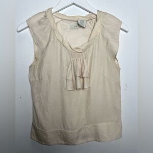 Anthropologie Silk Ruffle Blouse XS Cream Romantic Boho Top